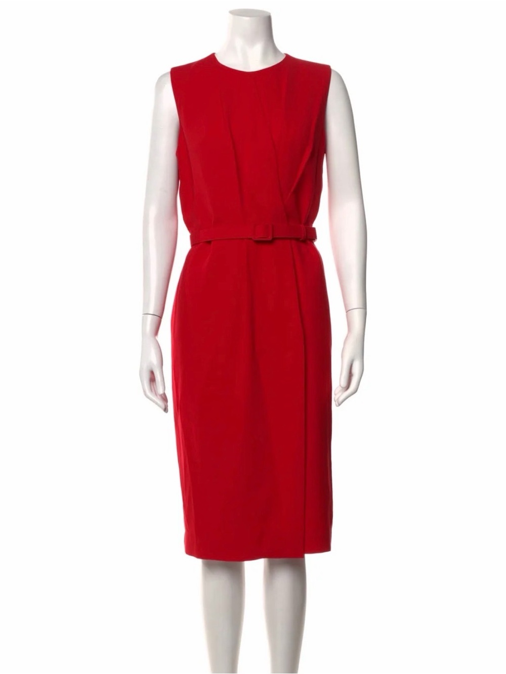 Lafayette 148 New York Red Sleeveless Sheath Dress with Belt Sz 0